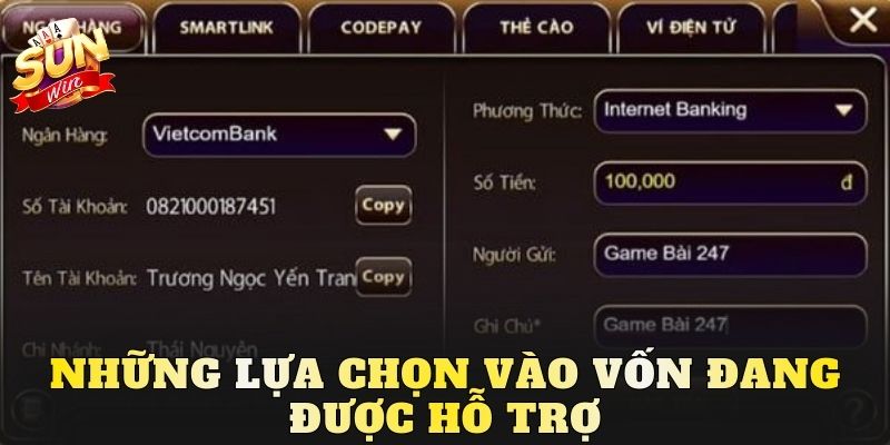 Những lựa chọn vào vốn đang được hỗ trợ